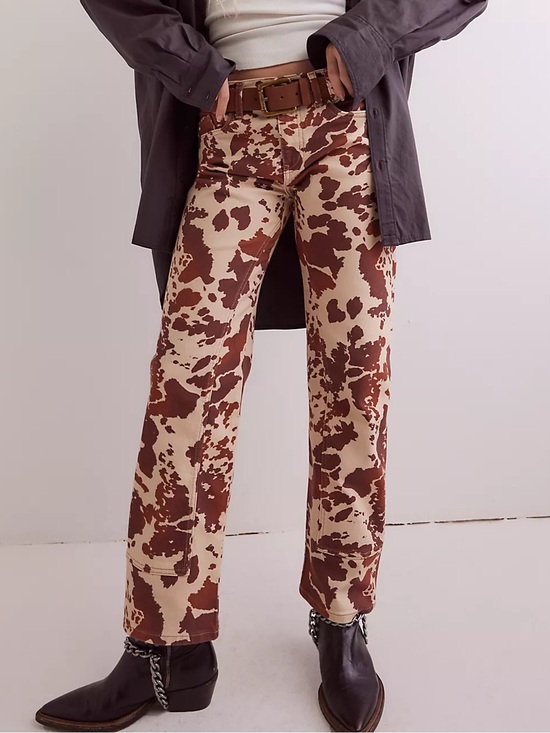 Free People Denim - Free People Risk Taker Printed Wide Leg in Tea Combo Size 26